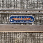Vintage Nice American Tourister Tiara Train Case Gray Tweed Vanity Makeup Travel
