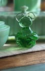 Vintage Hand Blown Green Art Glass Mouse Figurine Paperweight