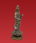 Vintage Bronze Kwan Yin Statue Buddhist Deity Figurine Chinese Collectible