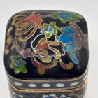 Vintage Cloisonn   Multicolor Enamel Gold Tone Trinket Pill Box 1 25  Square