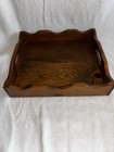 Vintage Solid Walnut Hand Carved Wooden Vanity Serving Tray Fishing Scene Great 