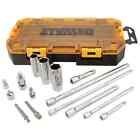 Dewalt 1 4 In  And 3 8 In  Drive Tool Accessory Set With Case  15-piece 