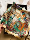 100  Silk Mulberry 26  Square Scarf Women Neckerchief Wrap Animal Print Green
