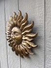 Vintage Mid Century Sunburst Sun Face Metal Wall Plaque Sculpture 