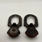 Vtg Antique Barn Door Hanger Cast Iron Factory Industrial Rollers Matched Pair