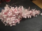 1970s Vintage Silk Wedding Bouquet  18  Satin Leaves  Roses  Stephanotis  Pearls