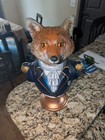Fox Head Bust Figurine Military Style Coat Hand Painted Dapper Fox Statue 