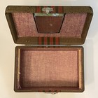 Vintage Train Case  Brown And Red Striped Bag  Decorative Box  Luggage