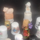Thimbles Lot Of 34 Sewing Souvenir Mixed Materials Collectors 