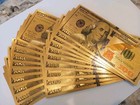 20pc  100 Dollar Bill Collectible Novelty Note Gift Gold Colored Foil Set 