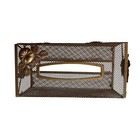 Vtg Mcm Tissue Box Cover Gold Tone Wire Mesh Hollywood Regency Leaves Flowers 3d