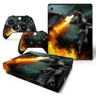 Xbox One X Console Skin Decal Sticker Dragon Fire   2 Controller Custom Design