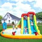 Inflatable Double Water Slide Bounce House Park With Splash Pool Kids Outdoor