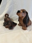 Vintage Basset Hound Ceramic Dog Figurines Brown   Black
