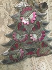 Vtg antique Punched Primitive Tin Christmas Tree Mexican Folk Art Candle Holder