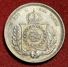 Brazil 500 Reis 1867 Au Silver Coin Km 464 T7417a