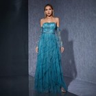 New Elegant Women Strapless Evening Gown Party Long Lace Mesh Slimming Fit Dress