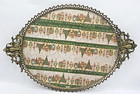 Antique French Louis Xv Style Tray 19th Century Bronze And Fabric