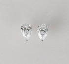 2ct Pear Cut Lab Created Diamond Womens Prong Stud Earring 14k White Gold Plated