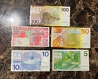 Netherland 5-10-25-50-100 Gulden  Banknote Currency 1968-1989