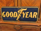 Vintage Goodyear Porcelain Metal Sign Agency Motorcycle Tires Gas Oil Service 