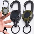 1 2 5pcs Retractable Heavy Duty Carabiner Reel Keychain Steel Wire Badge Holder