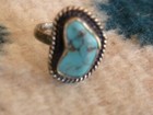 Sleeping Beauty Nugget Sterling Silver Ring Vintage 7-1 2