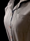 1980s Vintage Batwing Brown House Dress With Peach Acrylic Button Down