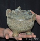 5 6 old Chinese Ancient Dynasty Bronze Ware Incense Burner Censer Statue