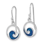 925 Sterling Silver 28x12 7mm Wave Dangle Earring Earrings