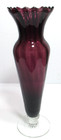Vintage Hand-blown Empoli Glass Vase Purple Optic Ribbed Italy 10 7 8  Tall