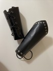 Black Faux Leather Arm Bracers - Medieval Renaissance Faire Costume Cosplay Larp