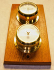 Weems   Plath Solid Brass Quarts Ship Clock   Berometer Duo Wall Mounted