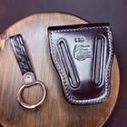 Done Hume C300 Handcuff Case   Pr-24 Baton Ring Plain Black Leather Brass Snaps