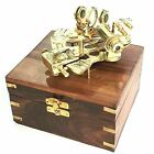 Brass Vintage Style Polish Finish Navigation Nautical Marine Sextant Wooden Box