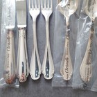 Christofle Pompadour Table Knife Fork Spoon 6pcs Flatware Silverplated Excellent