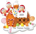 Personalized Gingerbread House Family Of 2-3-4-5-6 Christmas Tree Ornament