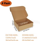  12x9x4 Inch Shipping Boxes 6 Pack Brown  Tab Lock Tuck Top Mailer Boxes