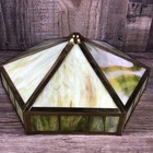 Vintage Antique Arts   Crafts Style Brass Slag Glass Lamp Shade Only