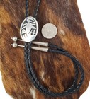 Vintage 1970   s Picto Signed Hopi Overlay Sterling Silver Oval Bolo Tie