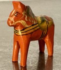Vintage Swedish Red Dala Horse     Hand Carved   Painted Wooden Folk Art Figurine