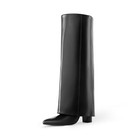 Women Fold Over Chunky Knee High Boots Zipper Pointed Toe Dress Tall Boots