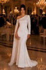 White One Shoulder Evening Gown Long Sleeve Formal Maxi Dress Wedding Guest