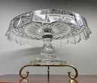 Vintage Shannon Crystal By Godinger Scalloped Edge Diamond Cake Stand 5    Tall