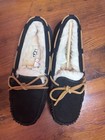 Ugg Dakota Black Suede Slip On Moccasin Slippers Women   s Size 6 Nib