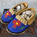 Northern Plains Native American Cheyenne Full Beaded Moccasins Ceremonial
