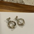 Vintage Gold Tone Screw On Non Pierced Dangle Drop Earrings Faux Pearl