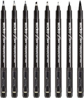 Hand Lettering Pens Calligraphy Brush Pen 8 Size Black Markers Set