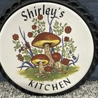 Mcm Vtg Trivet  shirley   s Kitchen  Ceramic Tile Cast Iron Brown Mushroom