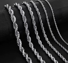 4mm Diamond Cut Solid 925 Sterling Silver Italian Rope Chain Men s Necklace